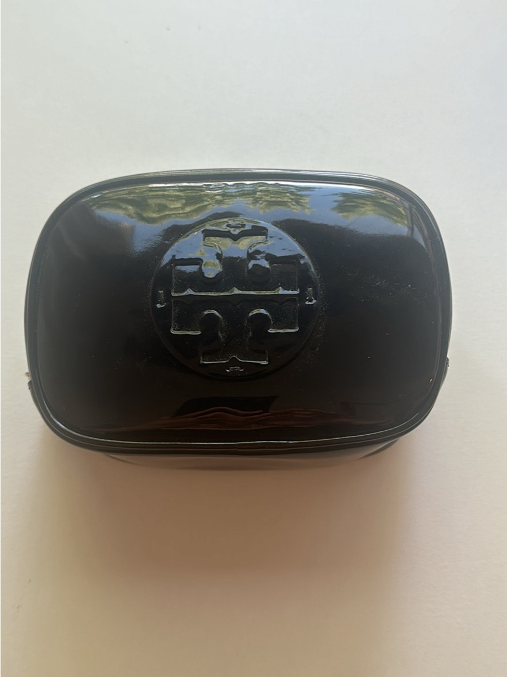 Tory Burch Glossy Black Logo Pouch